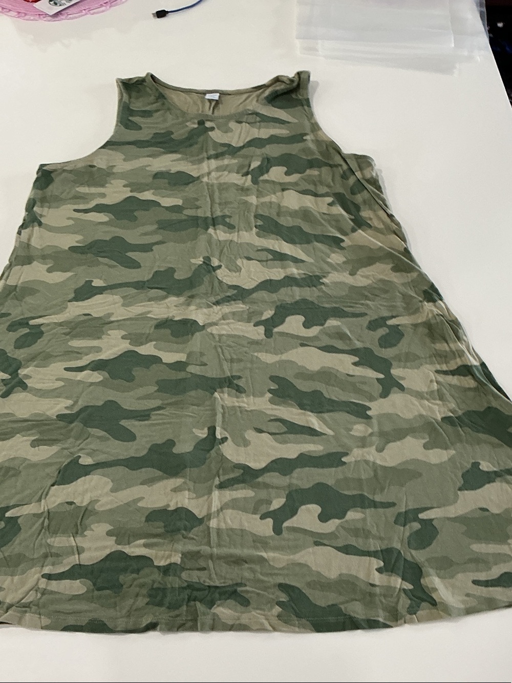 Old Navy Women's Sleeveless Camo Tunic Dress - Olive Green